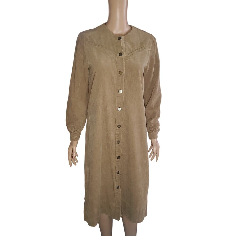 Morcel Mossimo EU 38 US 8 Modest Brown Corduroy Snap Front Midi Dress Western